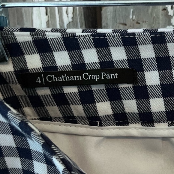 Talbots size 4 Chatham Crop Pants Navy Gingham - Picture 2 of 5